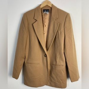 Vintage Sag Harbor camel blazer 100% wool suit jacket one button closure size 12
